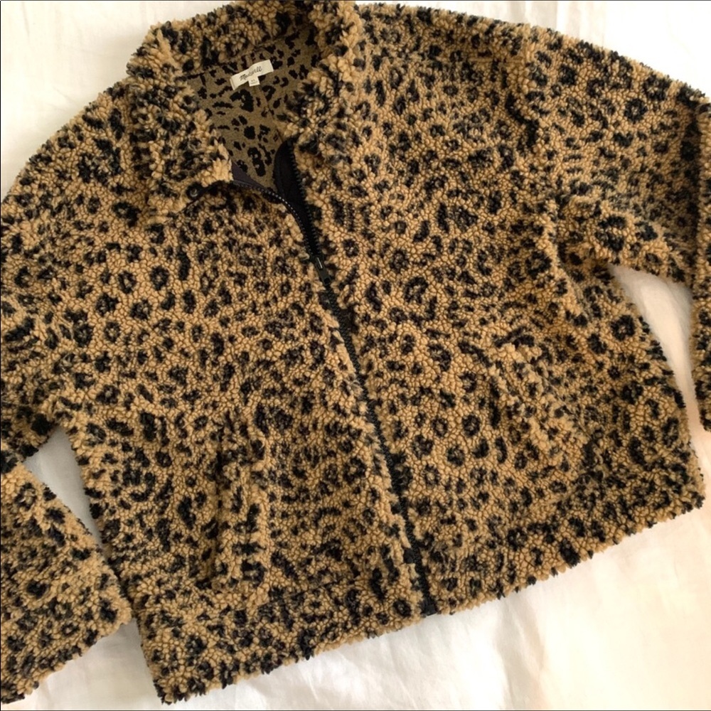 Madewell leopard sherpa bomber jacket